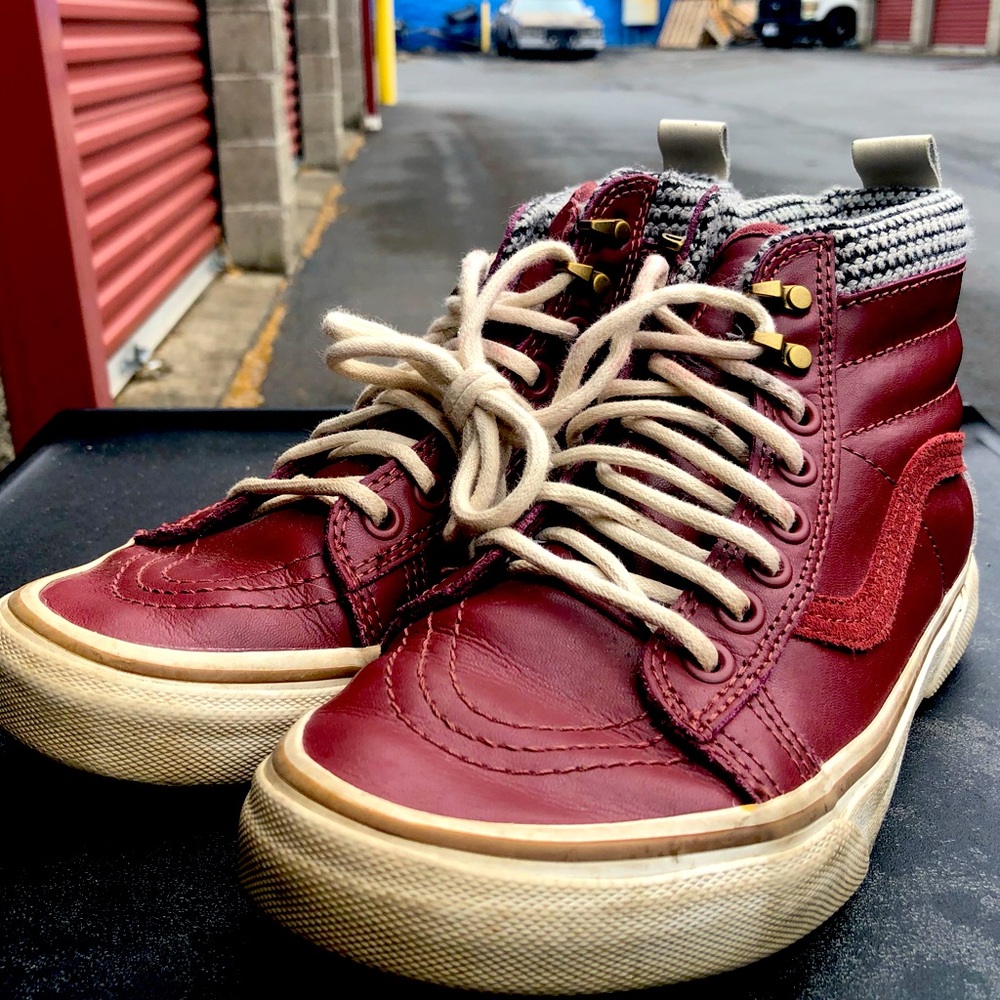 vans 721454 Unisex’s Brown White Leather high top Sneakers Size M4.5,W6